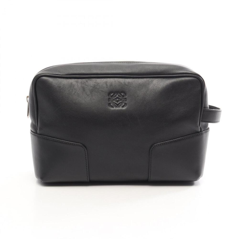 LOEWE Anagram Second Bag Clutch Handbag Leather Men's Women's Black